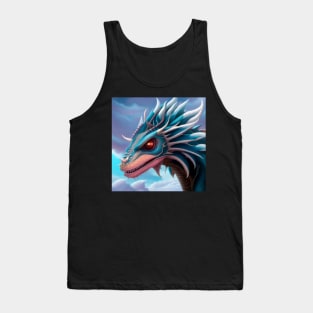 Angry Blue Sky Dragon with White Spikes Tank Top